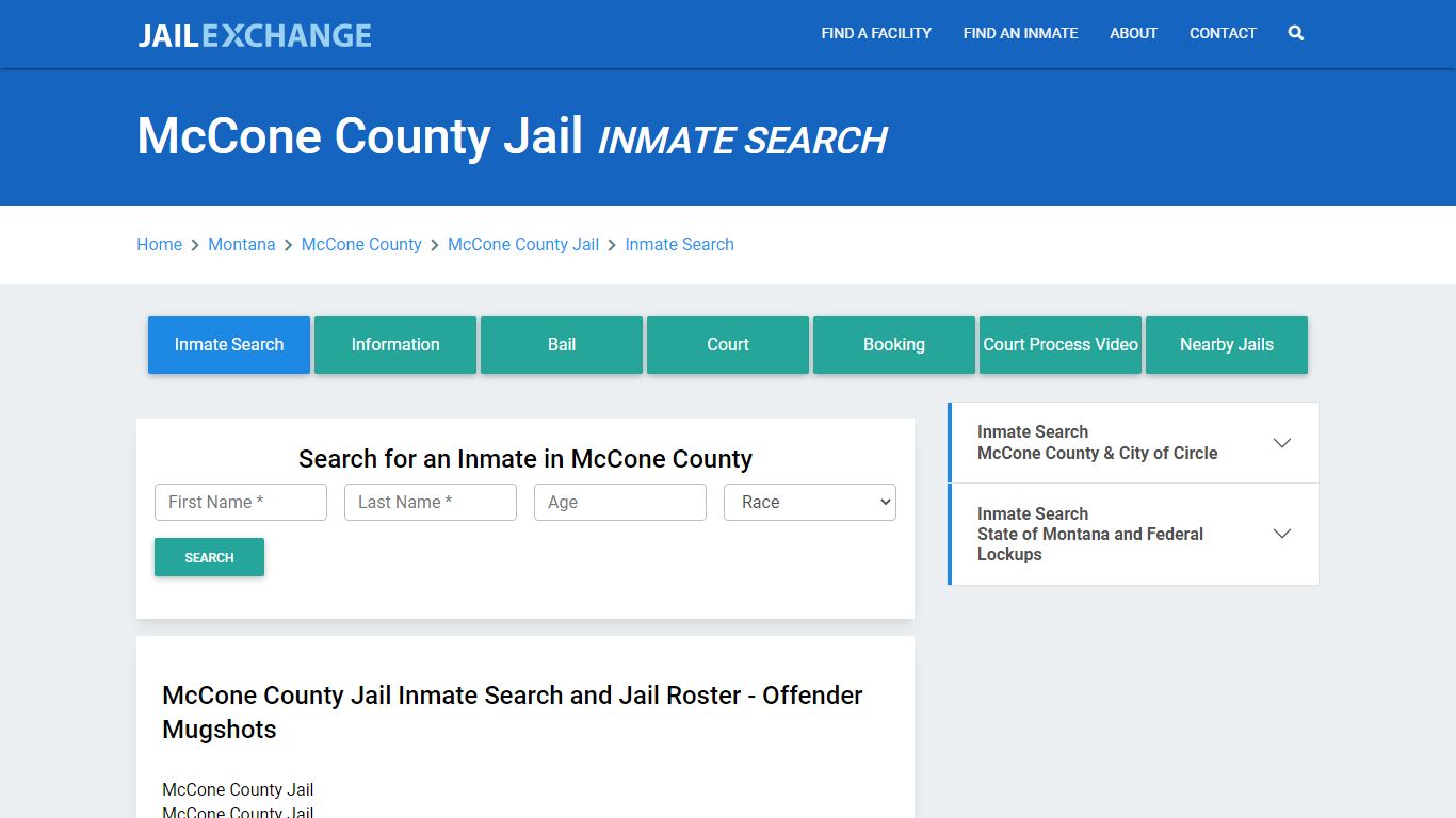 McCone County Jail, MT Inmate Search: Roster & Mugshots