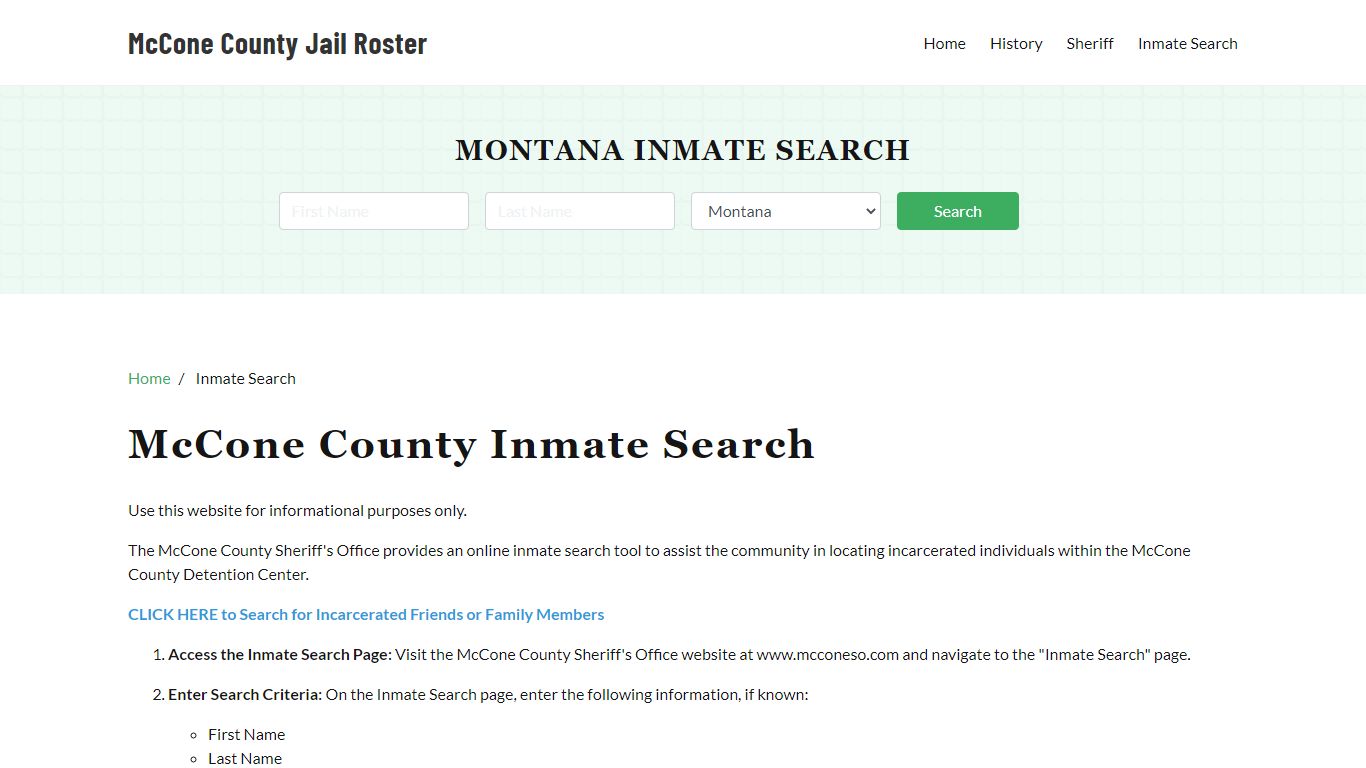 McCone County, MT Detainee Lookup