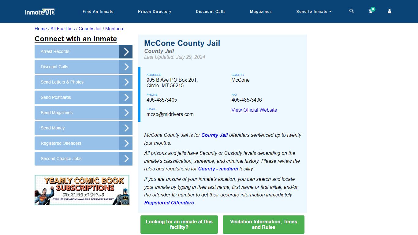 McCone County Jail - Inmate Locator