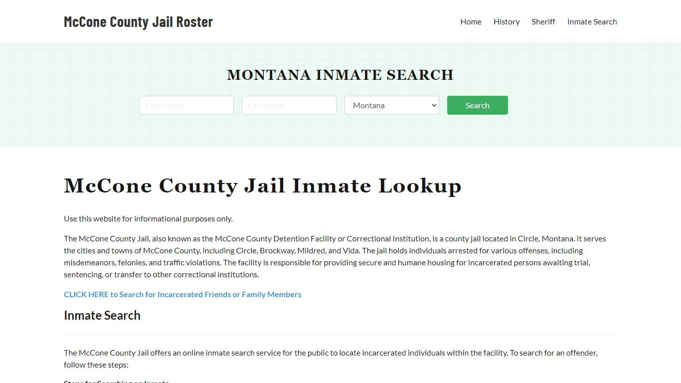 McCone County Jail Roster Lookup, MT, Inmate Search