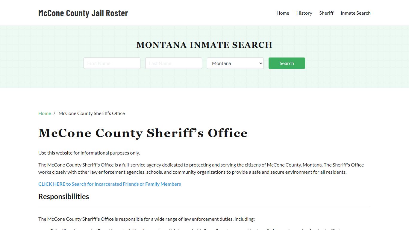 McCone County Sheriff Office, MT, Arrest Warrants Search