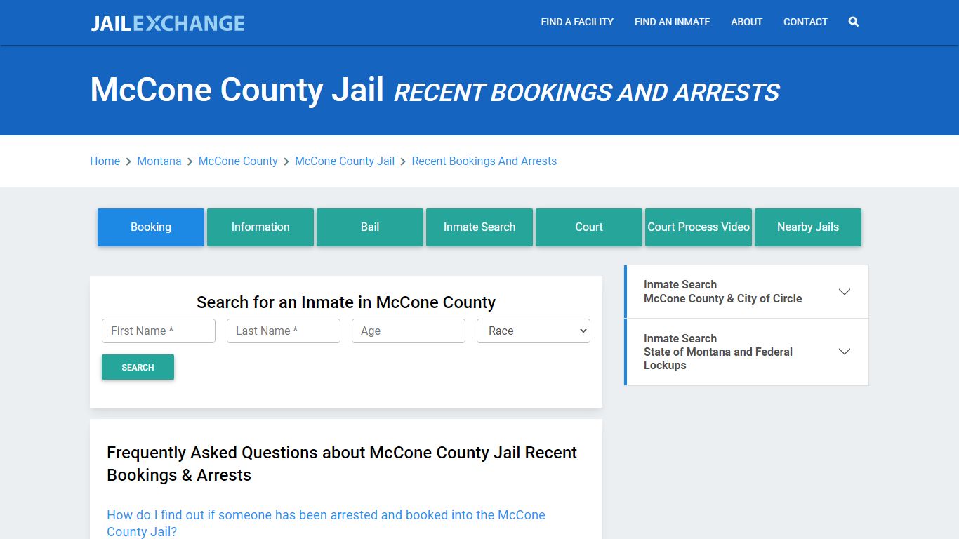 McCone County Jail Recent Bookings And Arrests - Jail Exchange