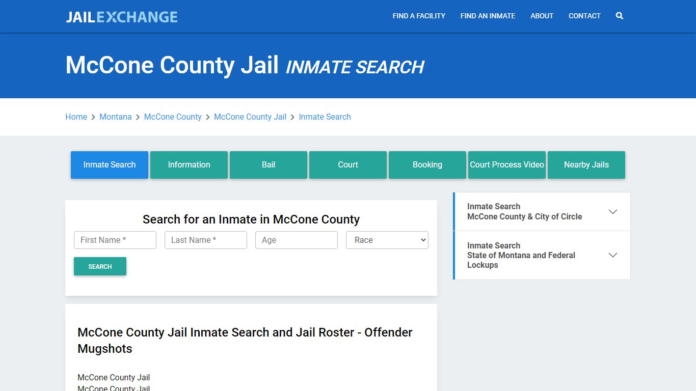 McCone County Jail, MT Inmate Search: Roster & Mugshots